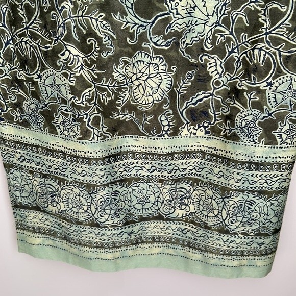 PERUVIAN CONNECTION Pima Cotton Border Print Sleeveless Sheath Dress Green Sz 6 - Picture 4 of 9